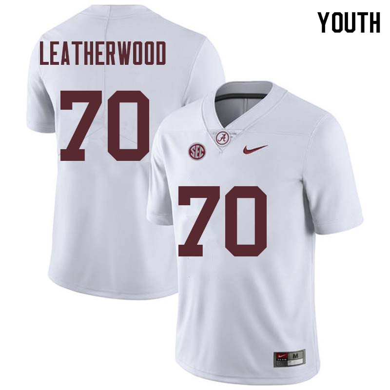Youth #70 Alex Leatherwood Alabama Crimson Tide College Football Jerseys Sale-White